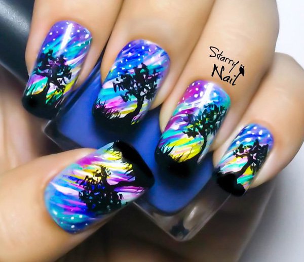 Watercolor Nail Art Design