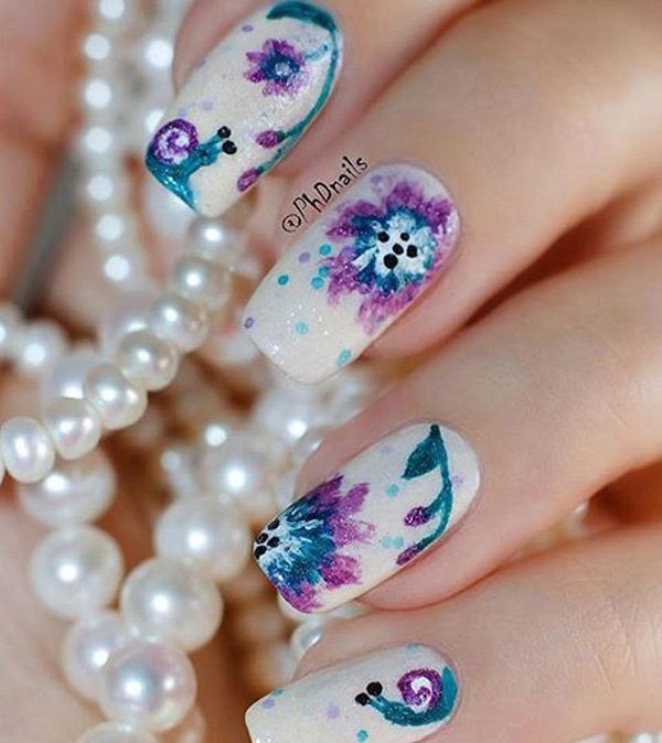 Watercolor Nail Art Design