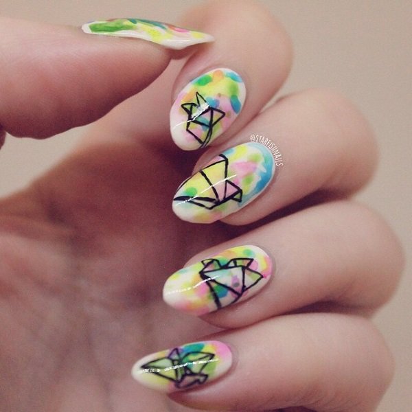 Watercolor Nail Art Design