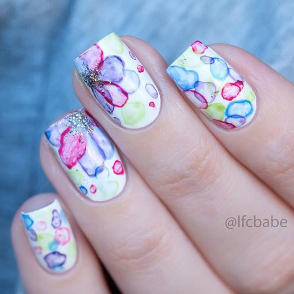 Watercolor Nail Art Design