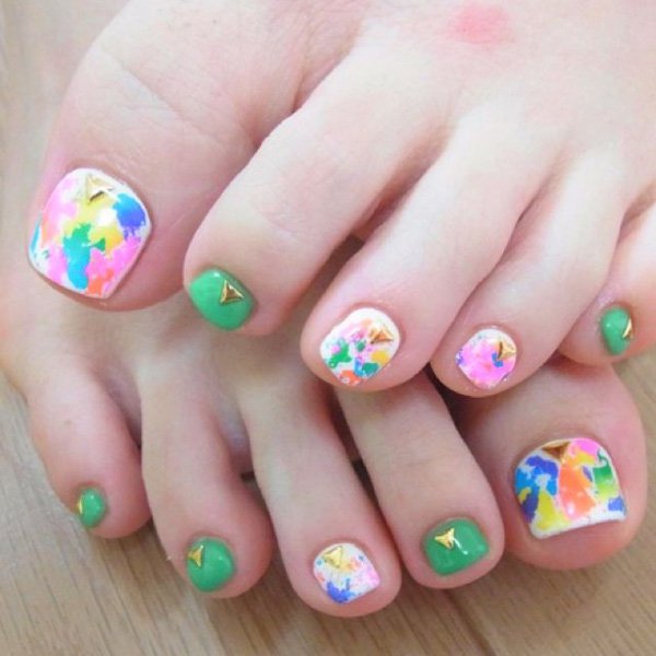 Watercolor Toenail Design