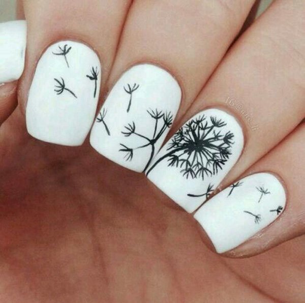 White Dandilion Nail Design