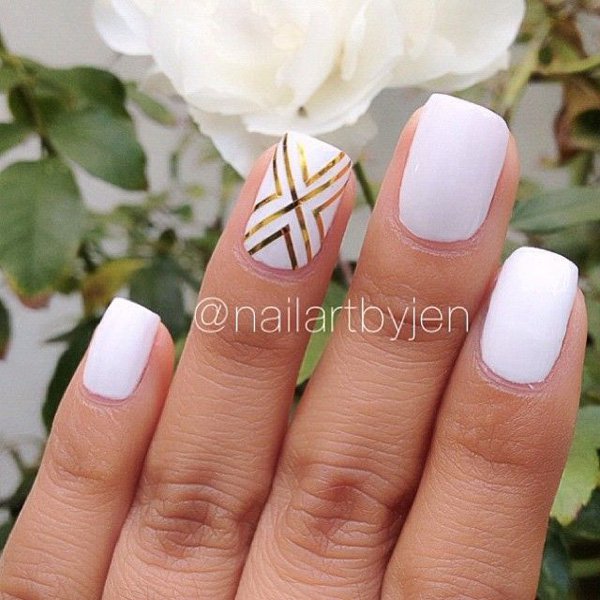 White Metallic Nail Design