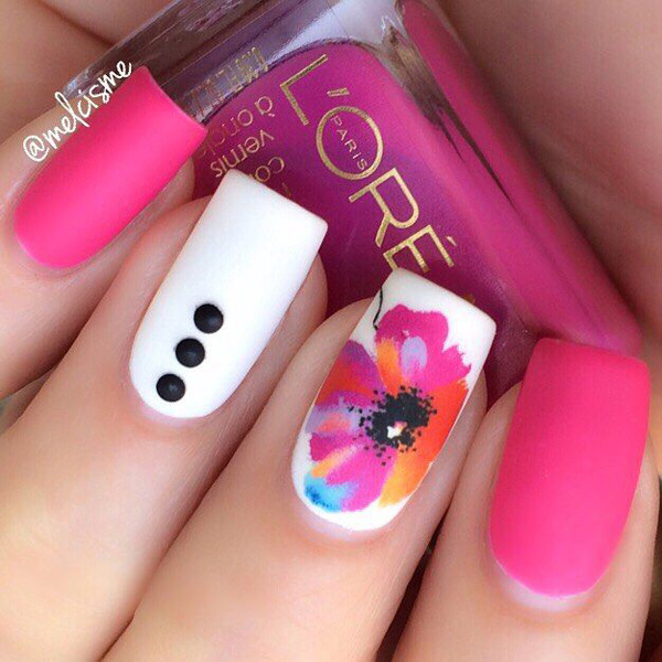 White and Pink Nail Design