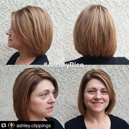 classy layered short bob haircut for women over 50