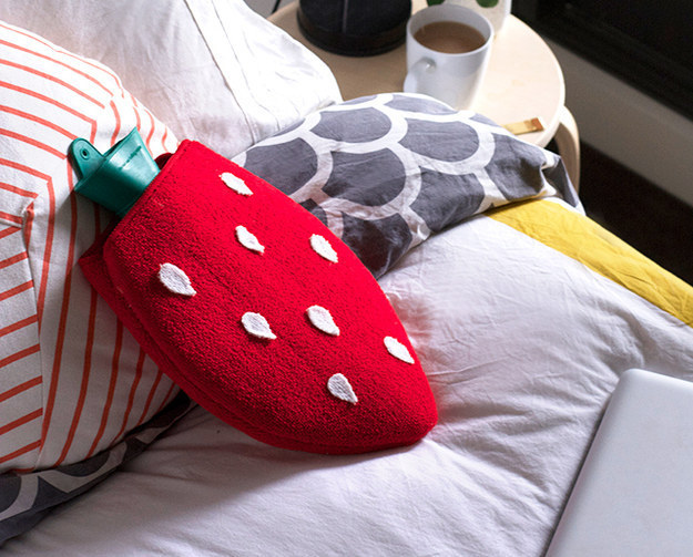 A Strawberry Hot Water Bottle Cover