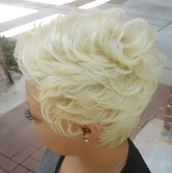 Blonde Pixie Haircut with Curls
