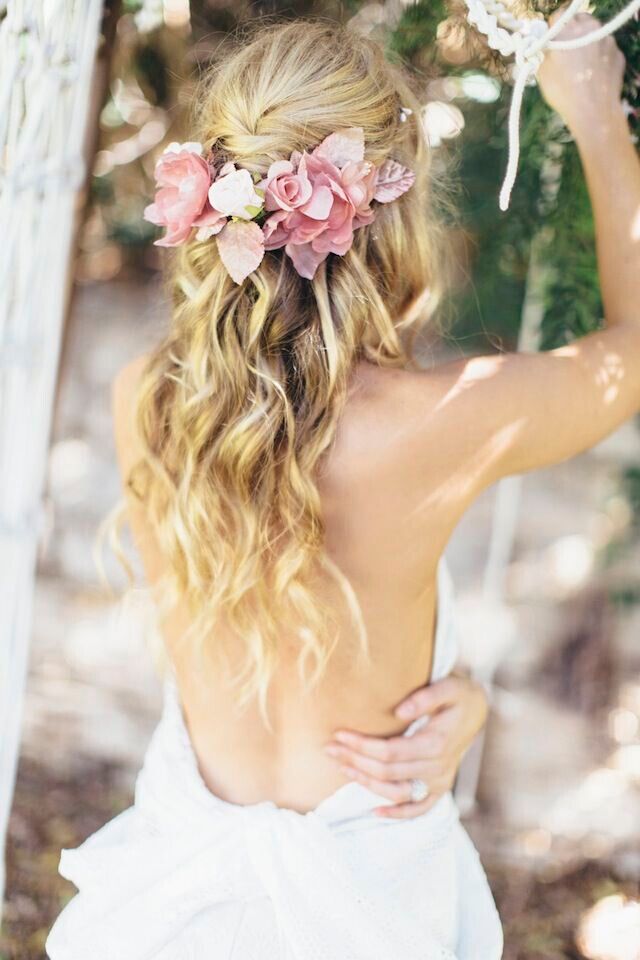 Boho-Chic Wedding Hairstyle with Flowers