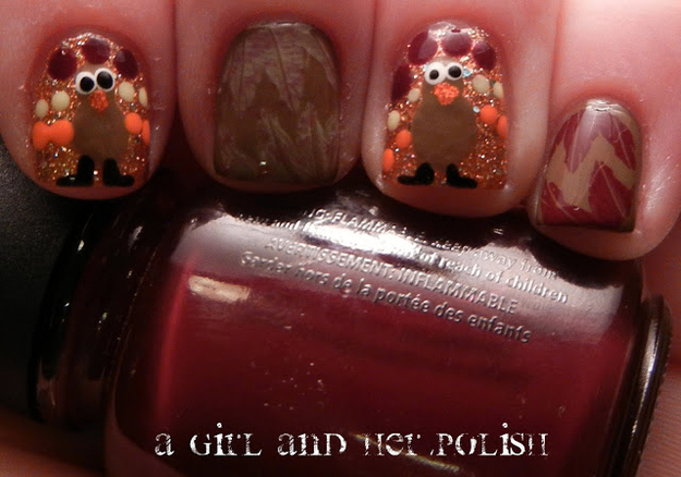 Glitter Turkey Nails