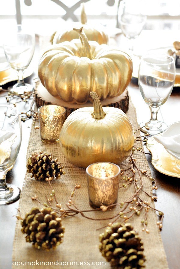 Golden Pumpkin Decoration