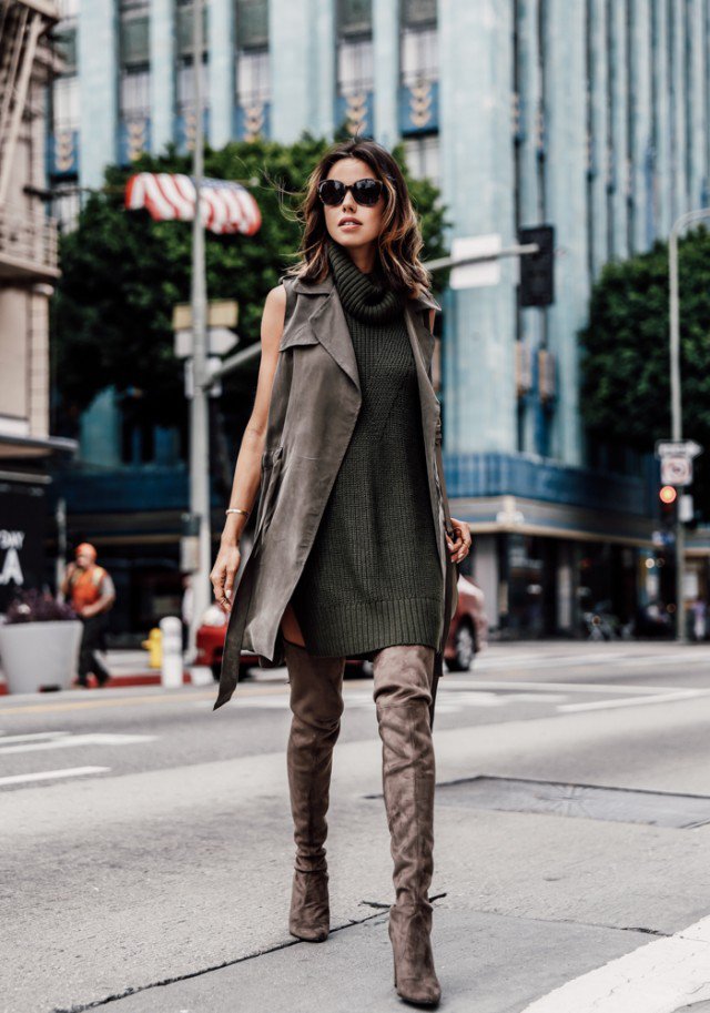 Grey Turtleneck Dress