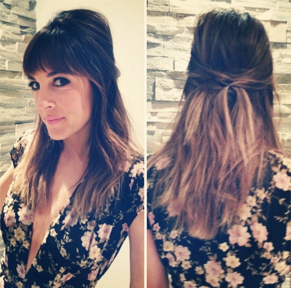 Half Up Half Down Hairstyle for Ombre Hair
