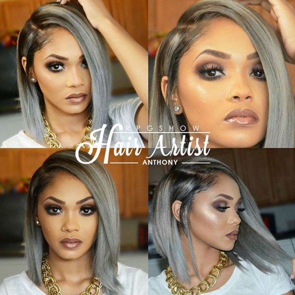 Long Bob Hairstyle for Grey Hair