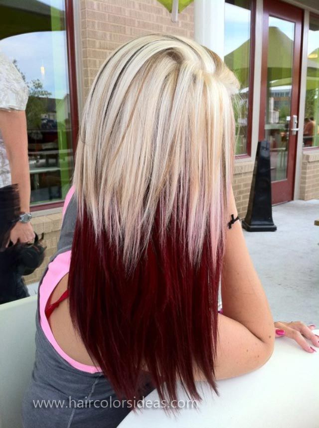 Long Straight Hair with Red Highlights