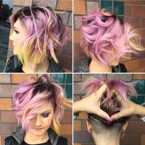 Messy Bob Haircut for Purple Hair