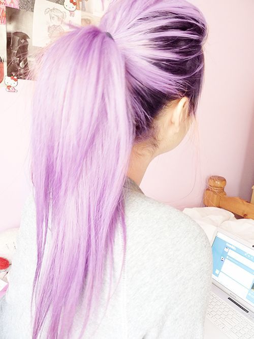 Simple Ponytail Hairstyle for Purple Hair