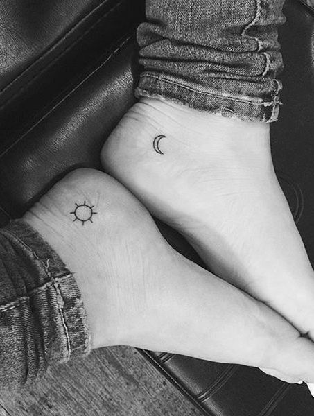 Sun and Moon Ankle Tattoos