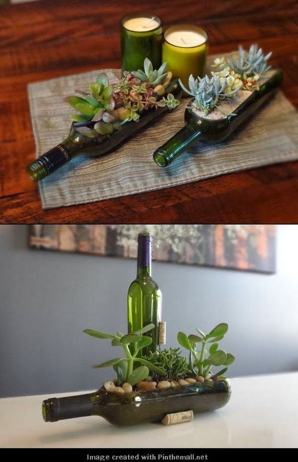 Wine Bottle Planters