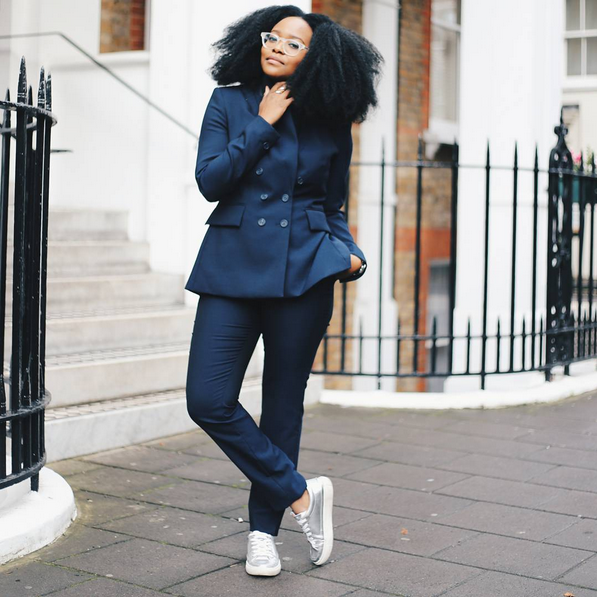 Blue Suit and Sliver Shoes