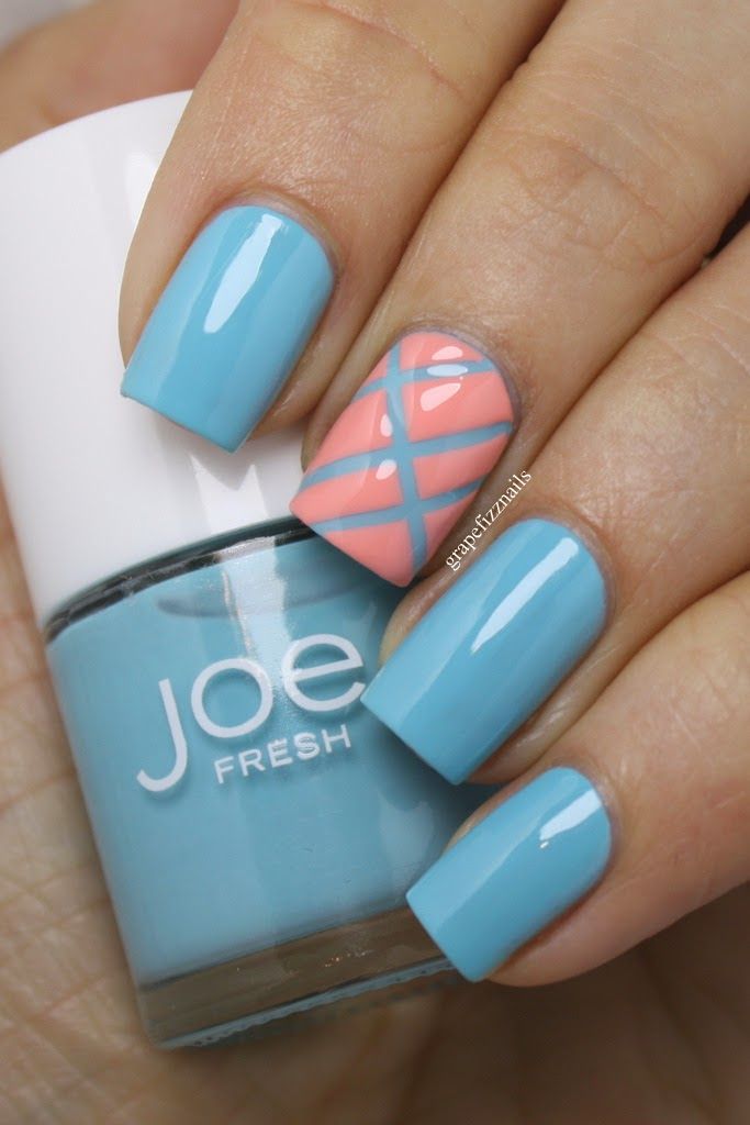 Blue and Pink Nails