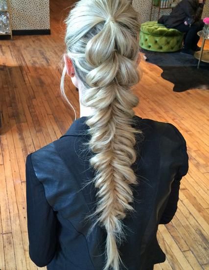 French Fishtail Braid Ponytail Hairstyle