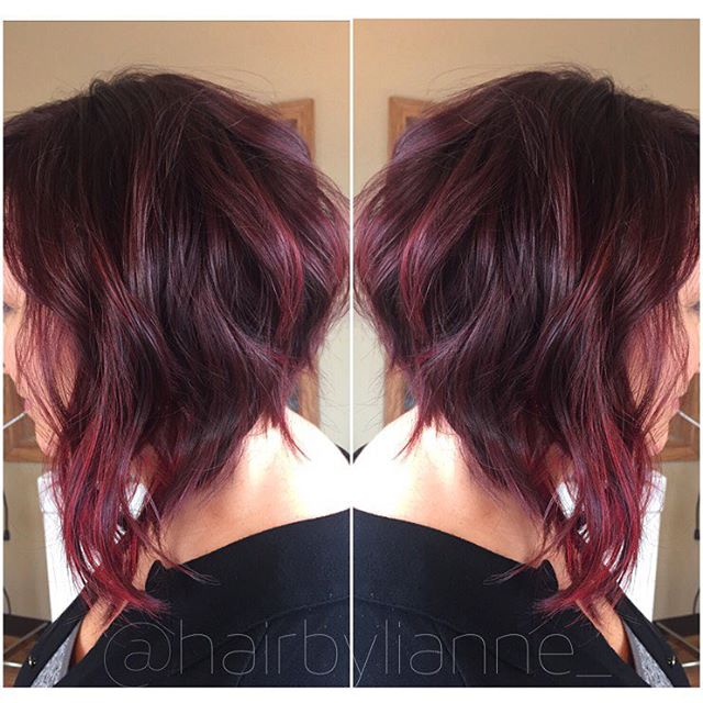 Inverted Messy Purple Bob Hairstyle