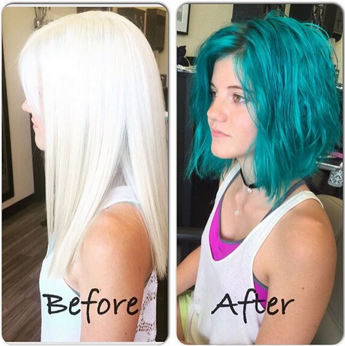 Long Bob Hairstyle for Blue Hair