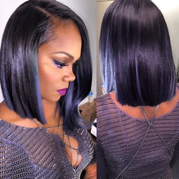 Midnight black with a soft grey and purple streaks for black women