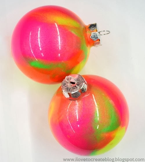 Neon Marble Paint Ornaments