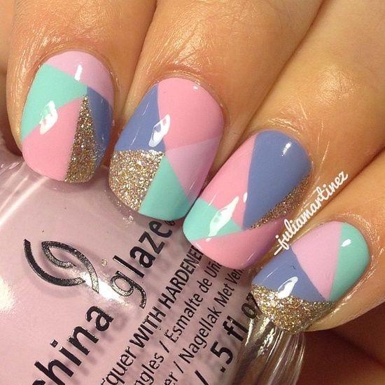 Pastel Color-blocked Nails