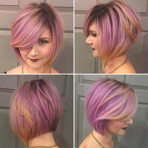 Pink Purple Colored Bob Hairstyle