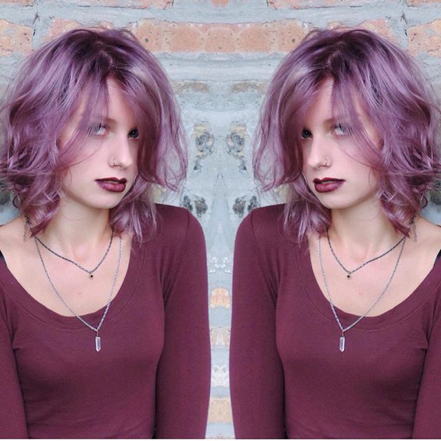 Purple Messy Bob Hairstyle