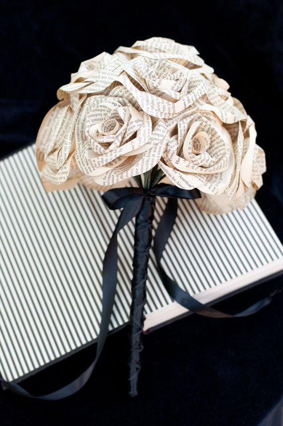 Recycled Book Page Rose Bouquet