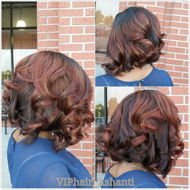 Red dark Messy Bob Hairstyle for black women