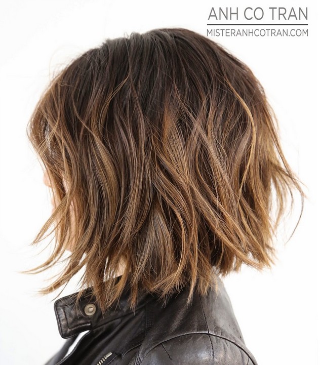 Short shaggy bob haircut for thick hair