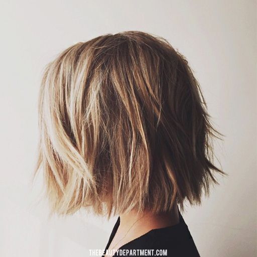 Side view of chic textured bob cut