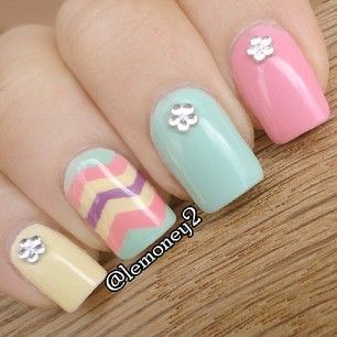 Spring Chevron Nails