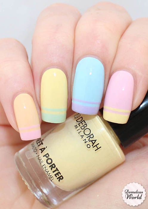 Striped Pastel Nails