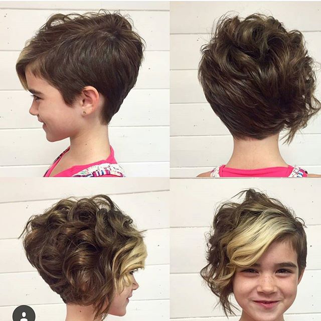 cute long curly pixie cut with bangs for girls