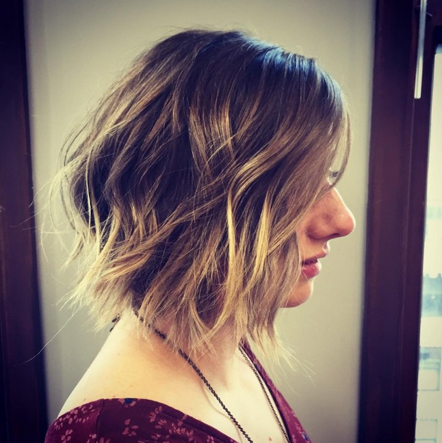 cute short choppy bob haircut ombre color