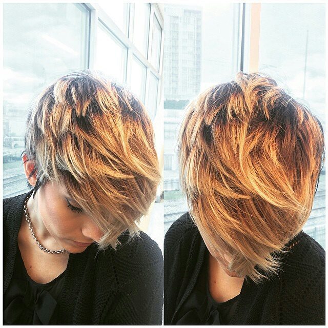 layered short ombre pixie cut - hair color ideas