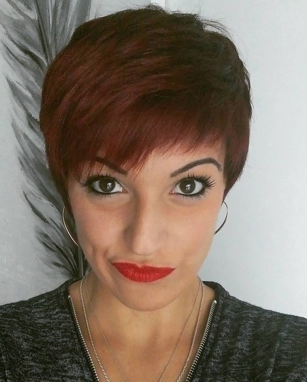 short dark copper pixie cut for women over 40