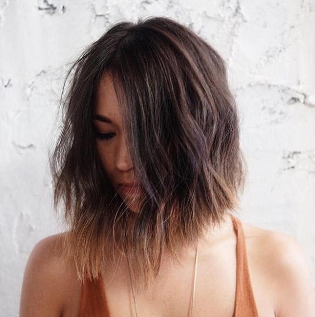 textured choppy ombre bob hairstyle
