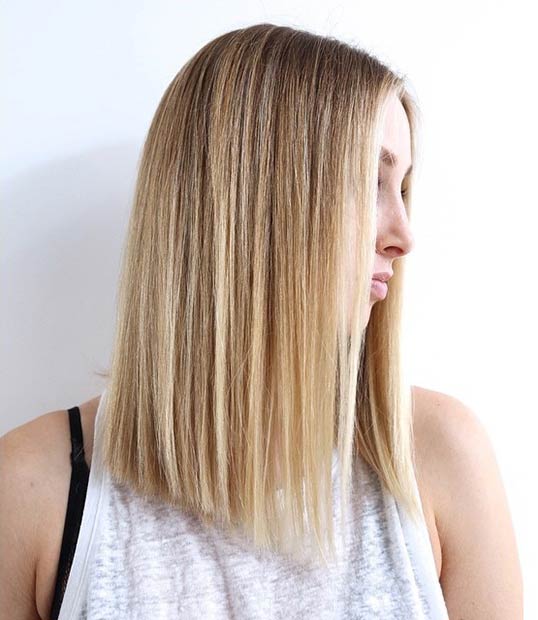 Blond Straight Lob Haircut