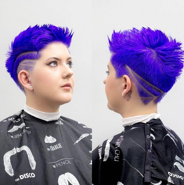 Edgy Blue Colored Pixie Haircut