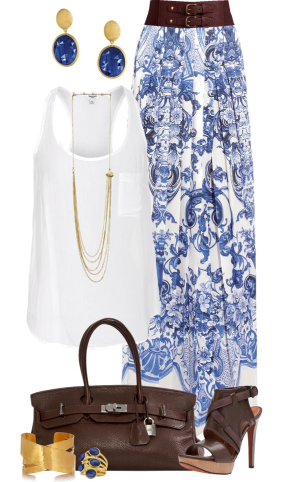 Casual Blue Maxi Skirt