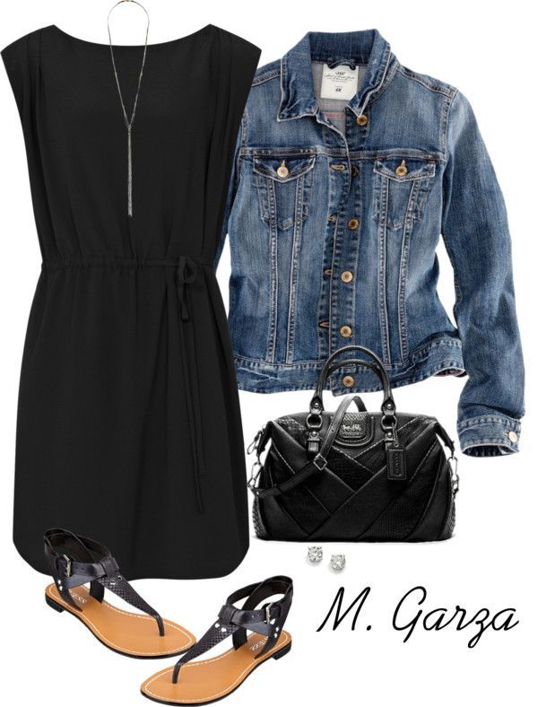 Denim Jacket and Black Dress