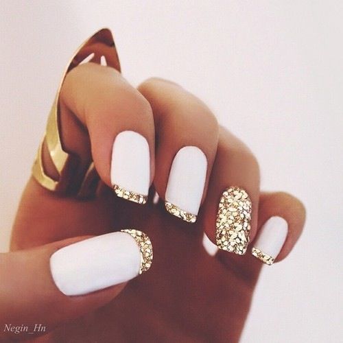 Gold French Tips Matte Nails