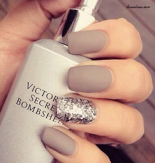 Grey Matte Wedding Nails