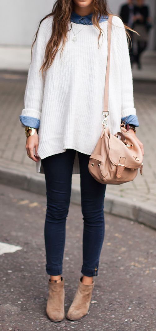 Oversized Sweater and Cuffed Jeans